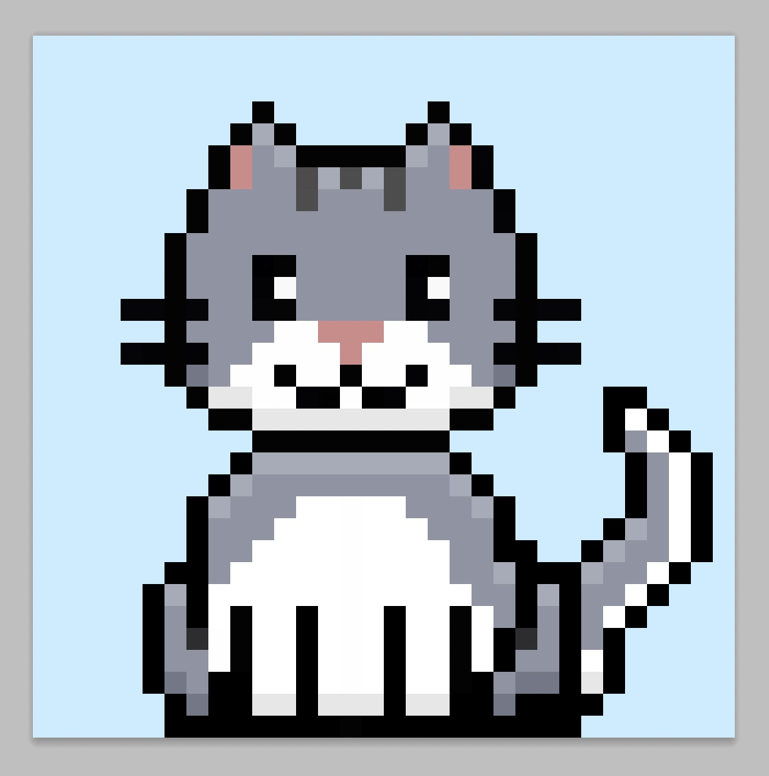 Handmade Pixel Art 32x32 Dots DIY Painting Cartoon Cat Frame