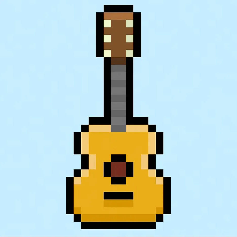 Cách làm một cây đàn guitar Pixel Art - MegaCách làm một cây đàn guitar Pixel Art - Mega  