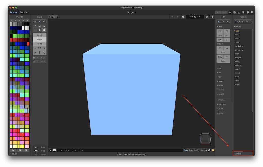 Export in MagicaVoxel