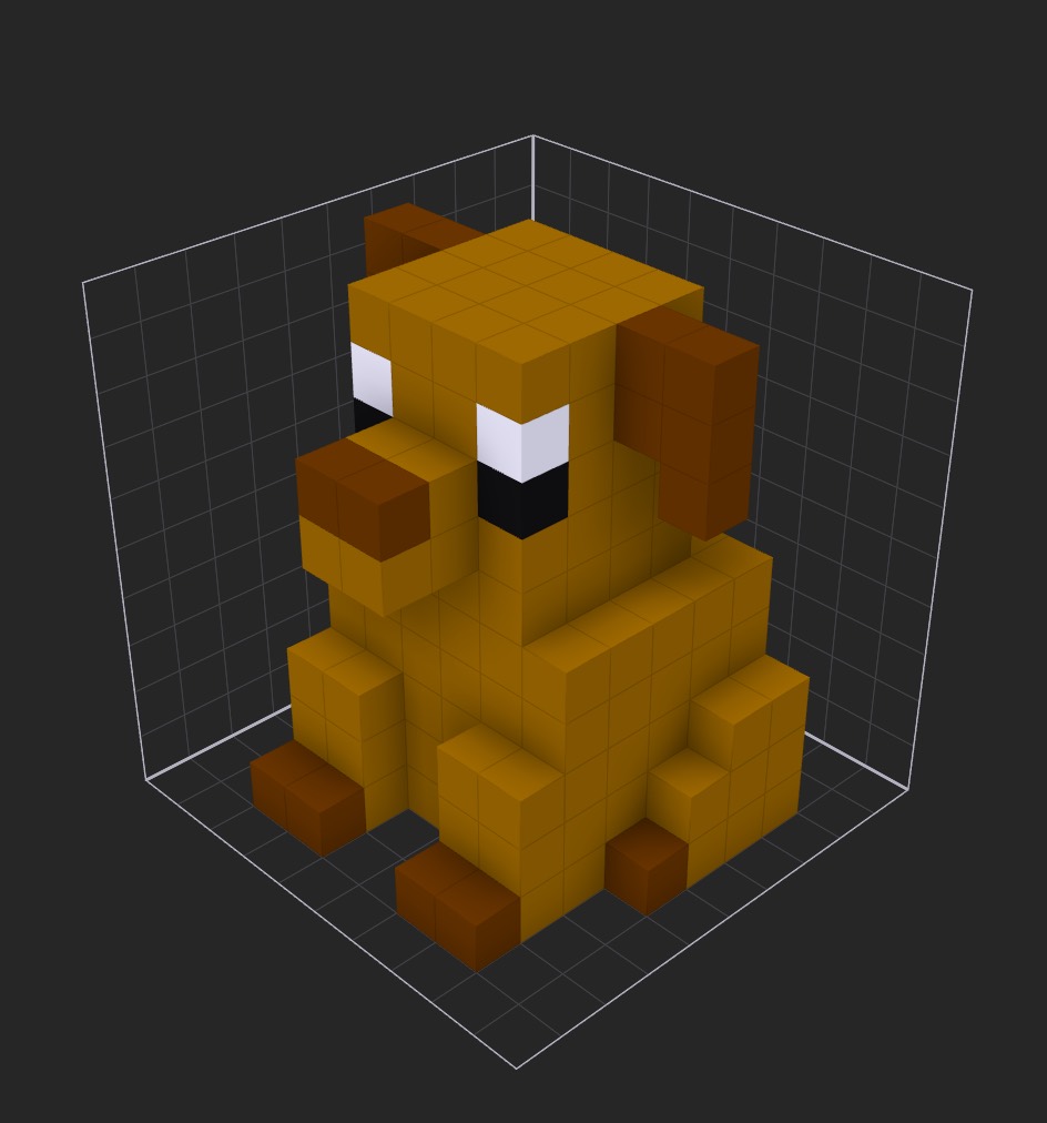 Dog Made Out of Voxel Blocks