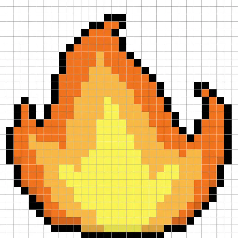 Fuego en pixel art 32x32 con sombras para dar profundidad al fuego