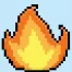 Cute Pixel Art fire on Blue Background