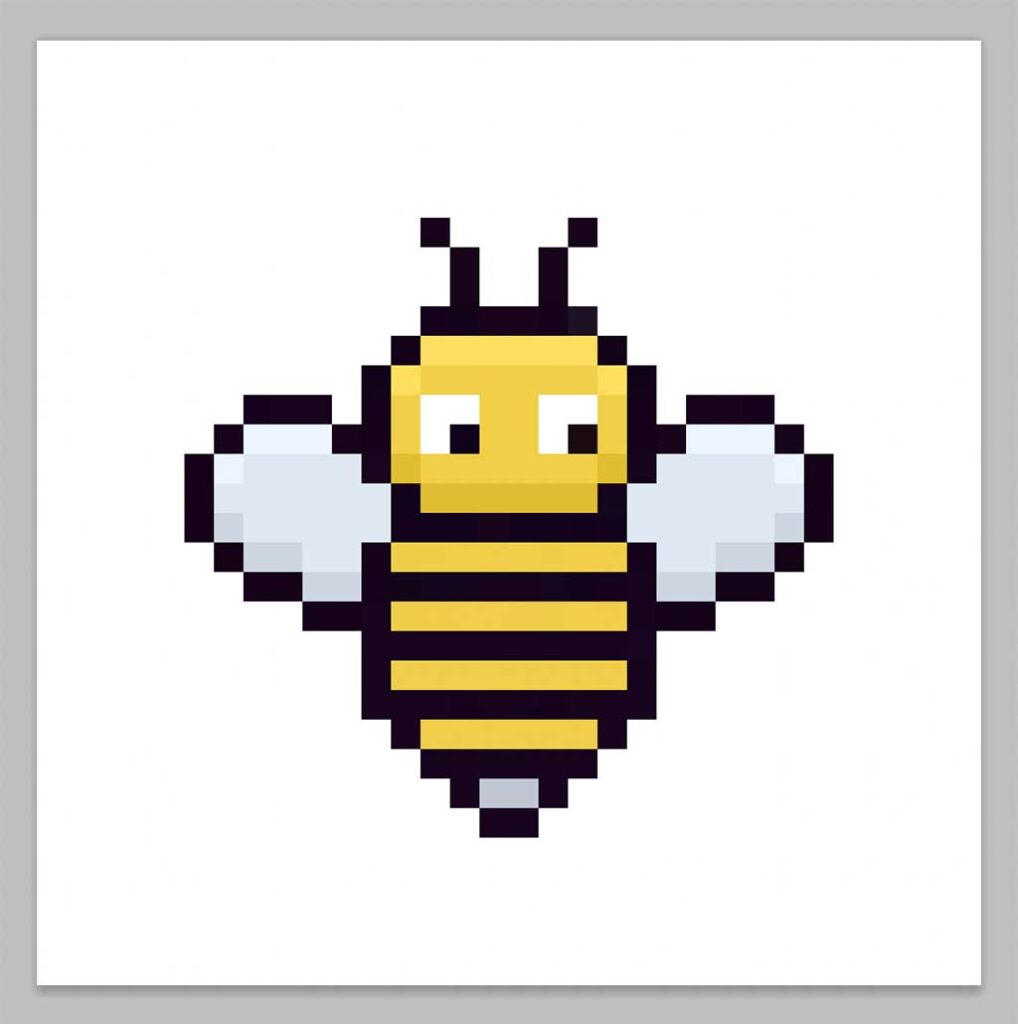 Kawaii pixel art bee on a transparent background