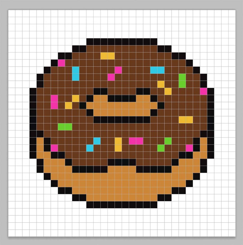 Simple pixel art donut (doughnut) with solid colors