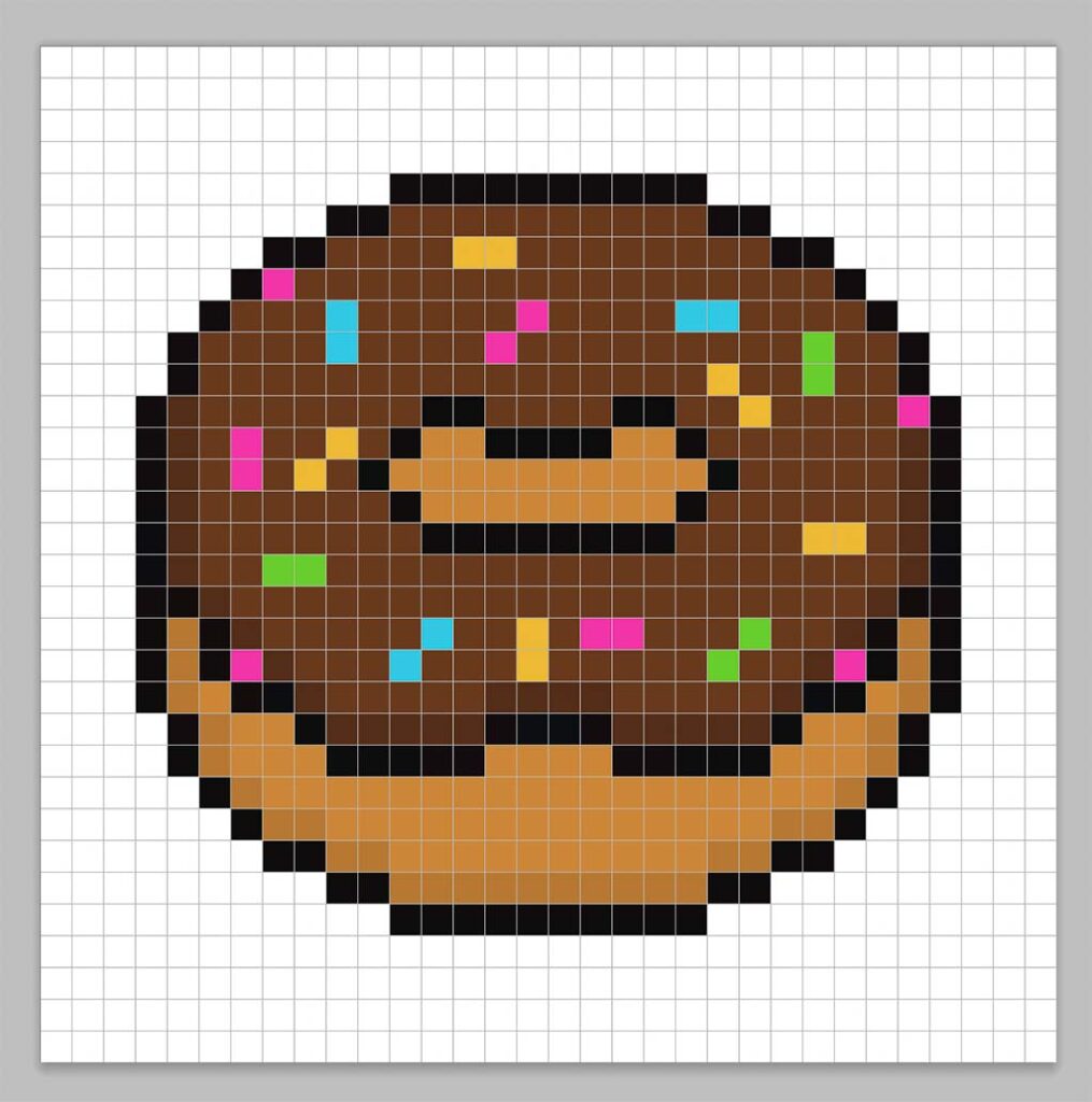 32x32 Pixel art donut (doughnut) with a darker yellow to give depth to the donut