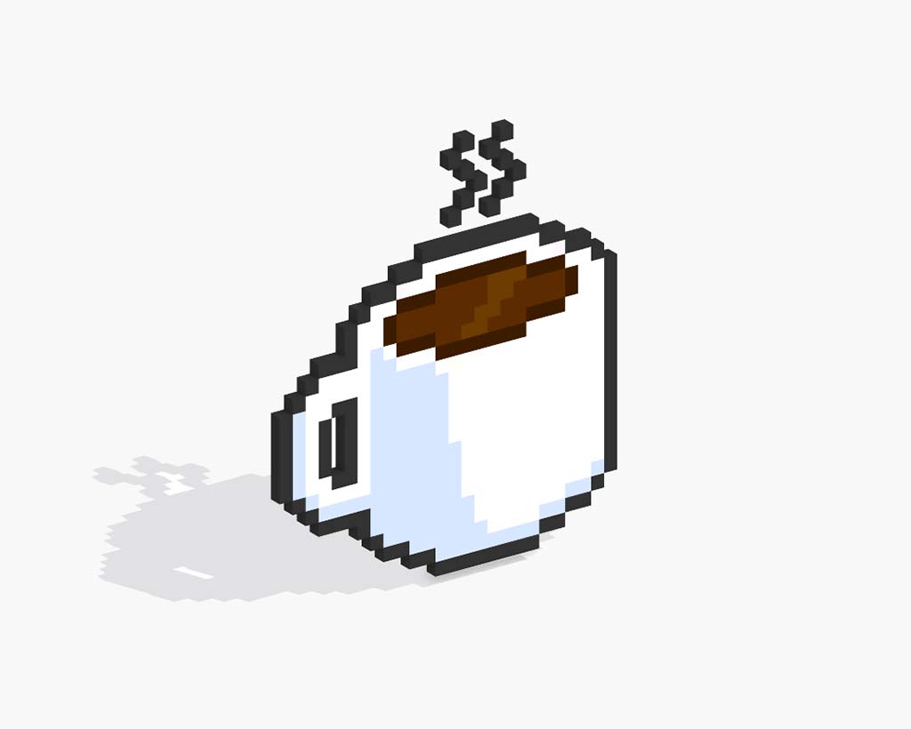 Café en pixel art 3D