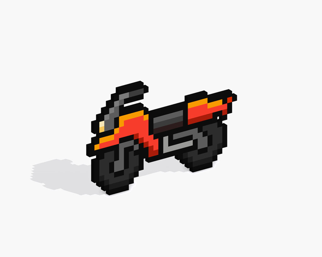 Motocicleta en Pixel Art 3D