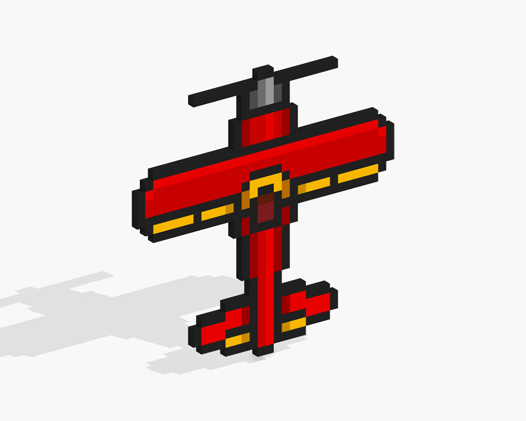 Avión en 3D Pixel Art