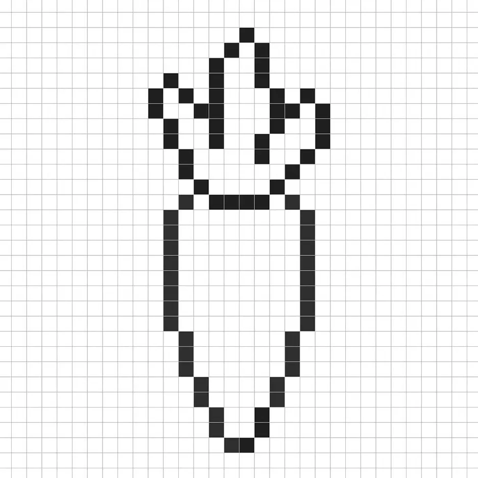 Contorno de la zanahoria en pixel art en una cuadrícula similar a una hoja de cálculo