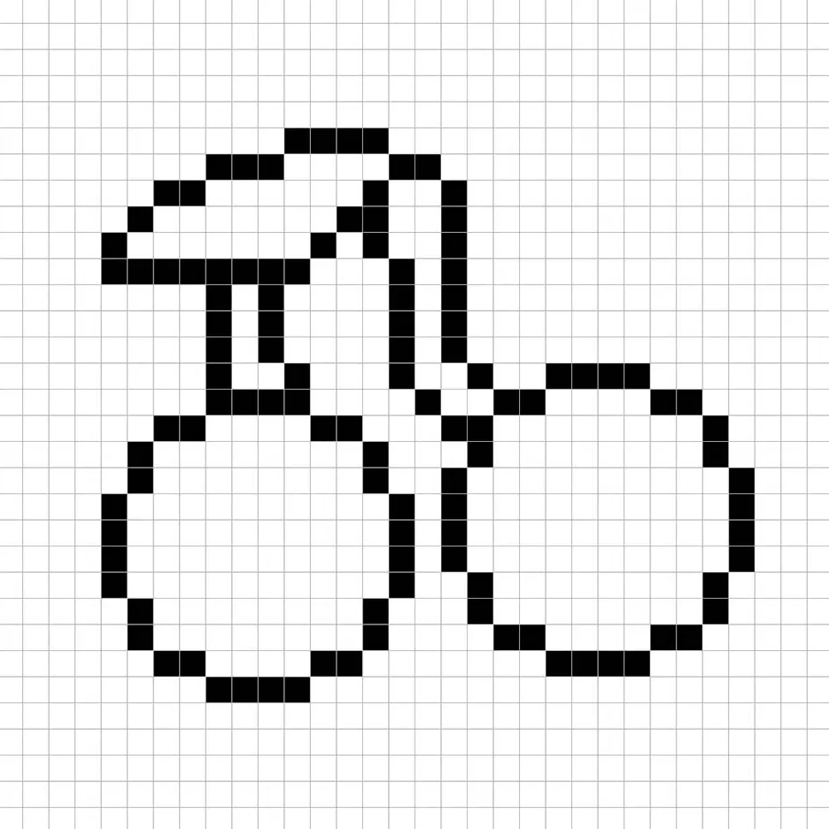 Contorno de la cuadrícula de la cereza en Pixel Art, similar a una hoja de cálculo