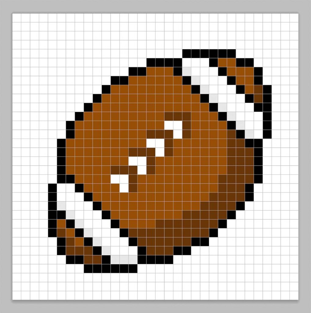 32x32 Pixel art football with a darker brown to give depth to the football