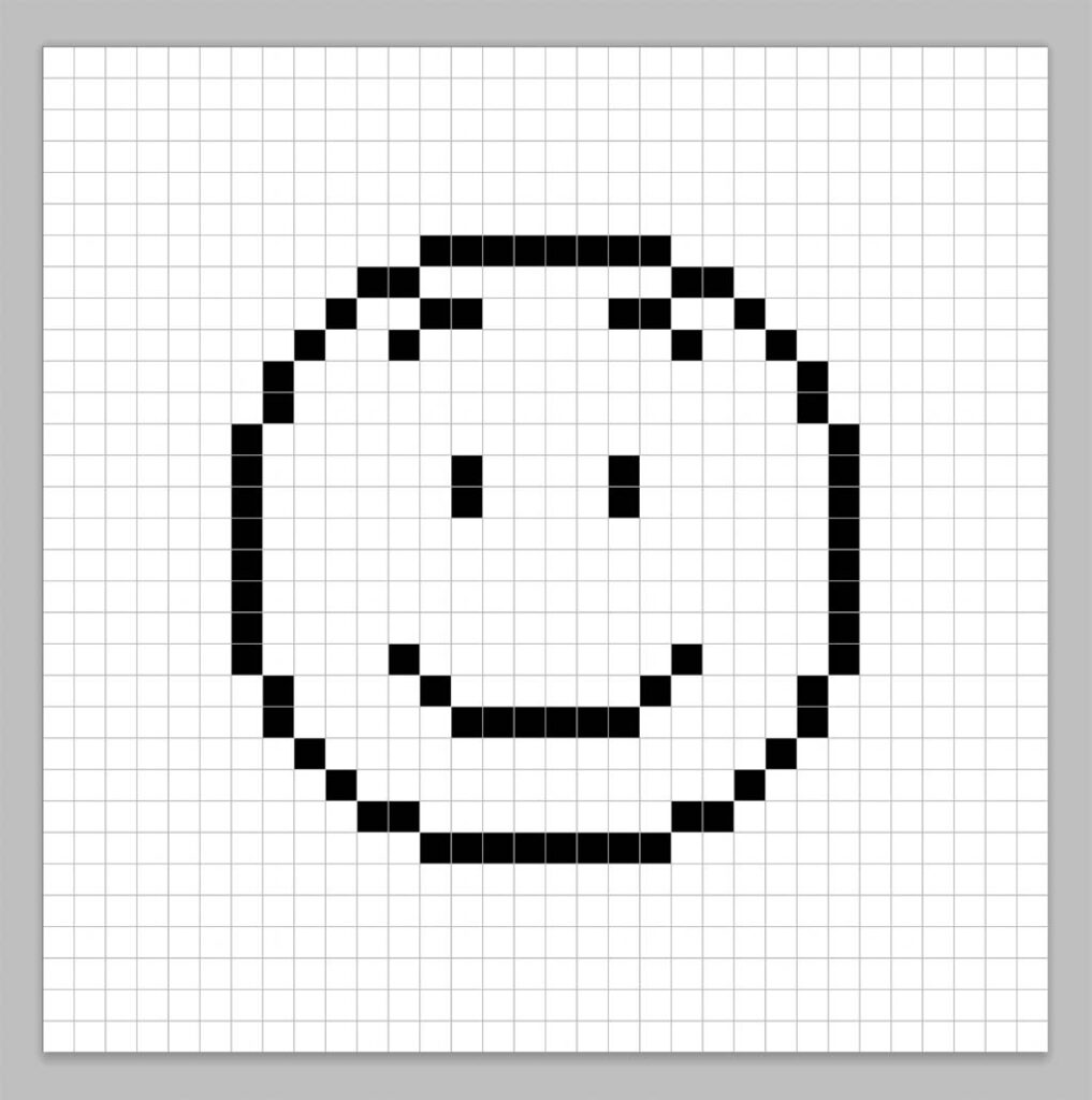 An outline of the pixel art smiley grid similar to a spreadsheet