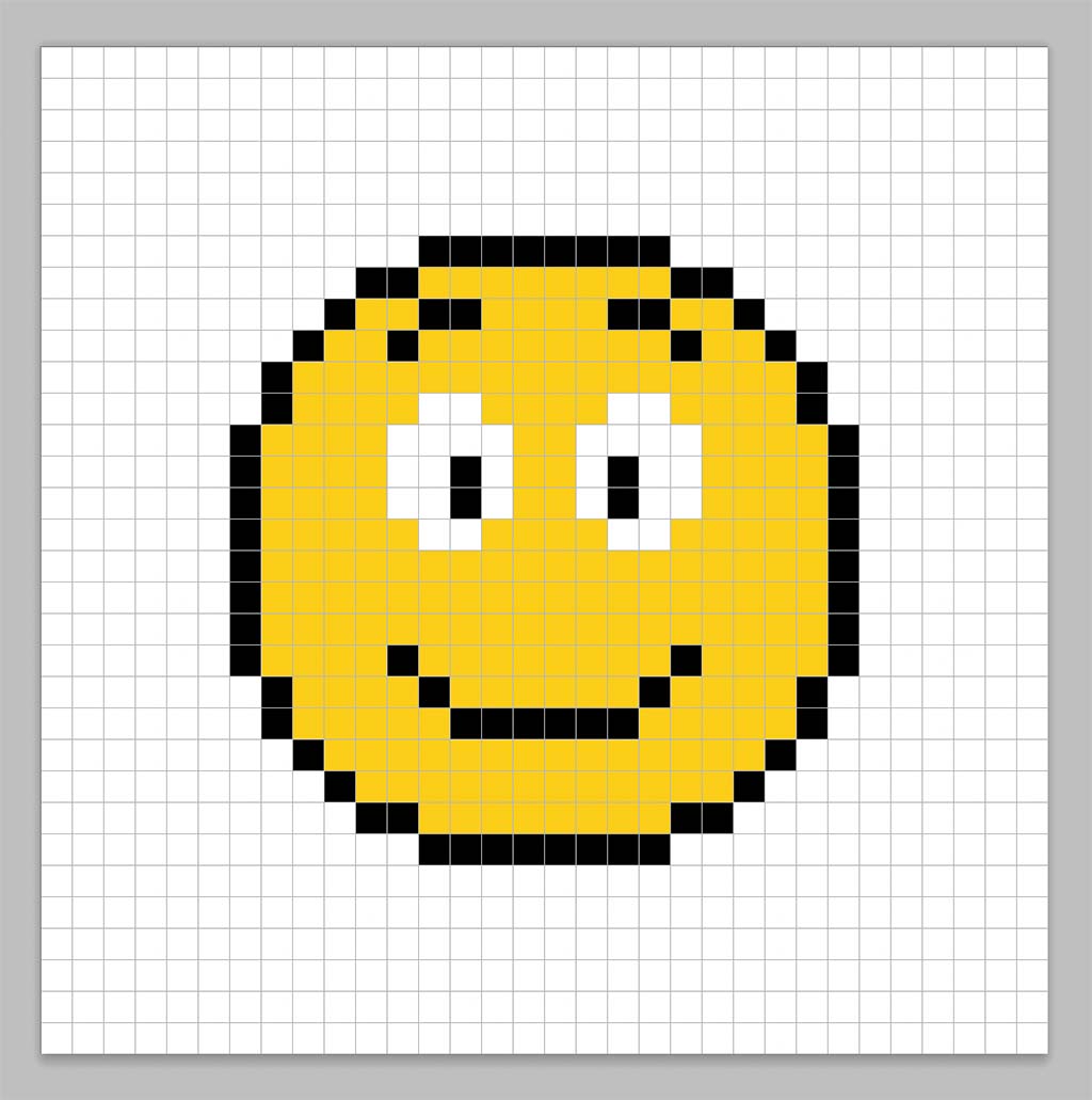 Simple pixel art smiley with solid colors