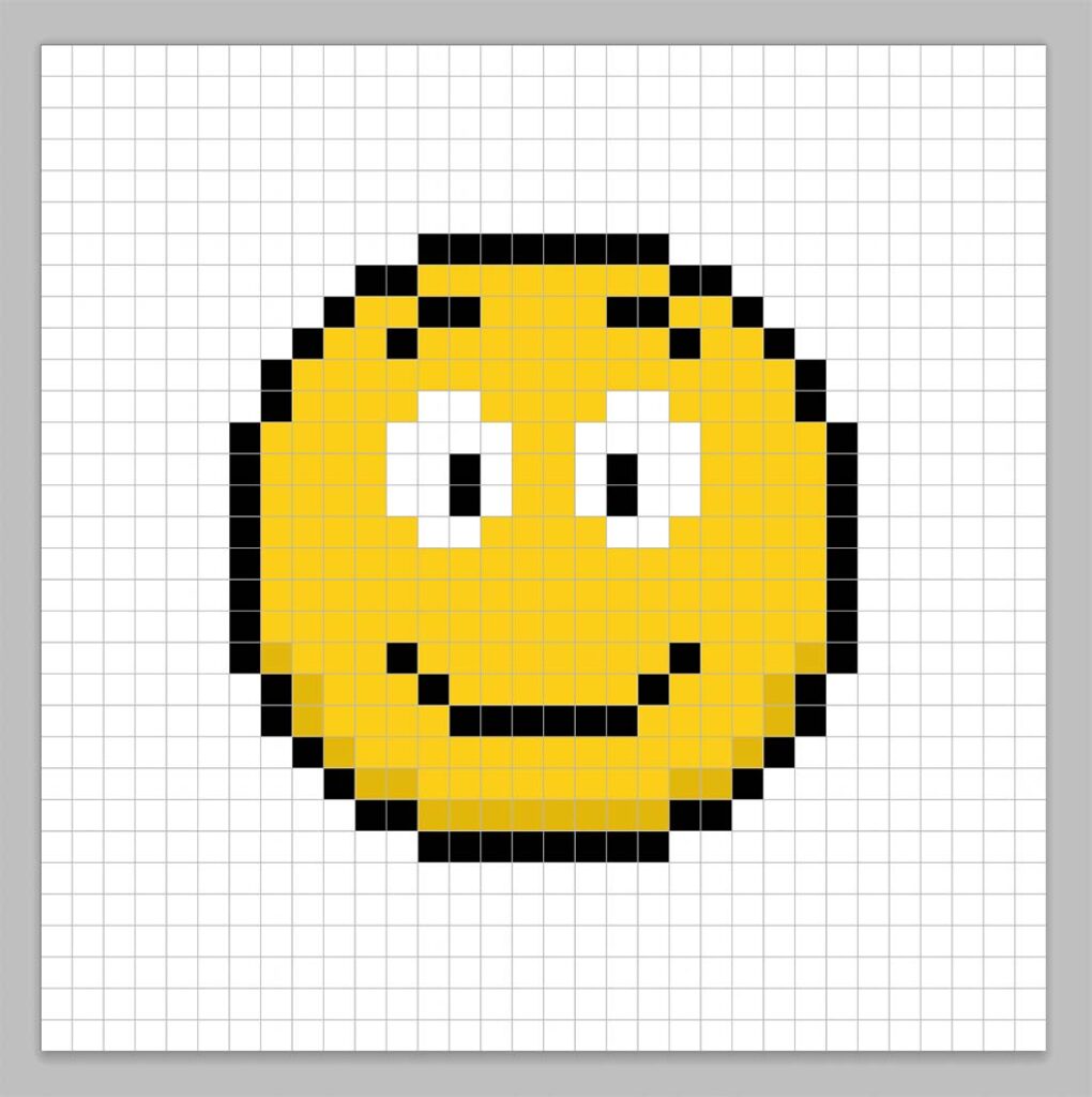 32x32 Pixel art smiley with a darker yellow to give depth to the smiley