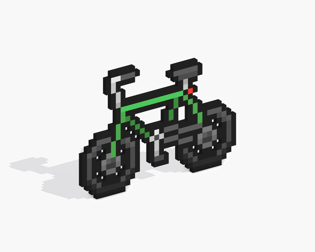 Vélo en pixel art 3D