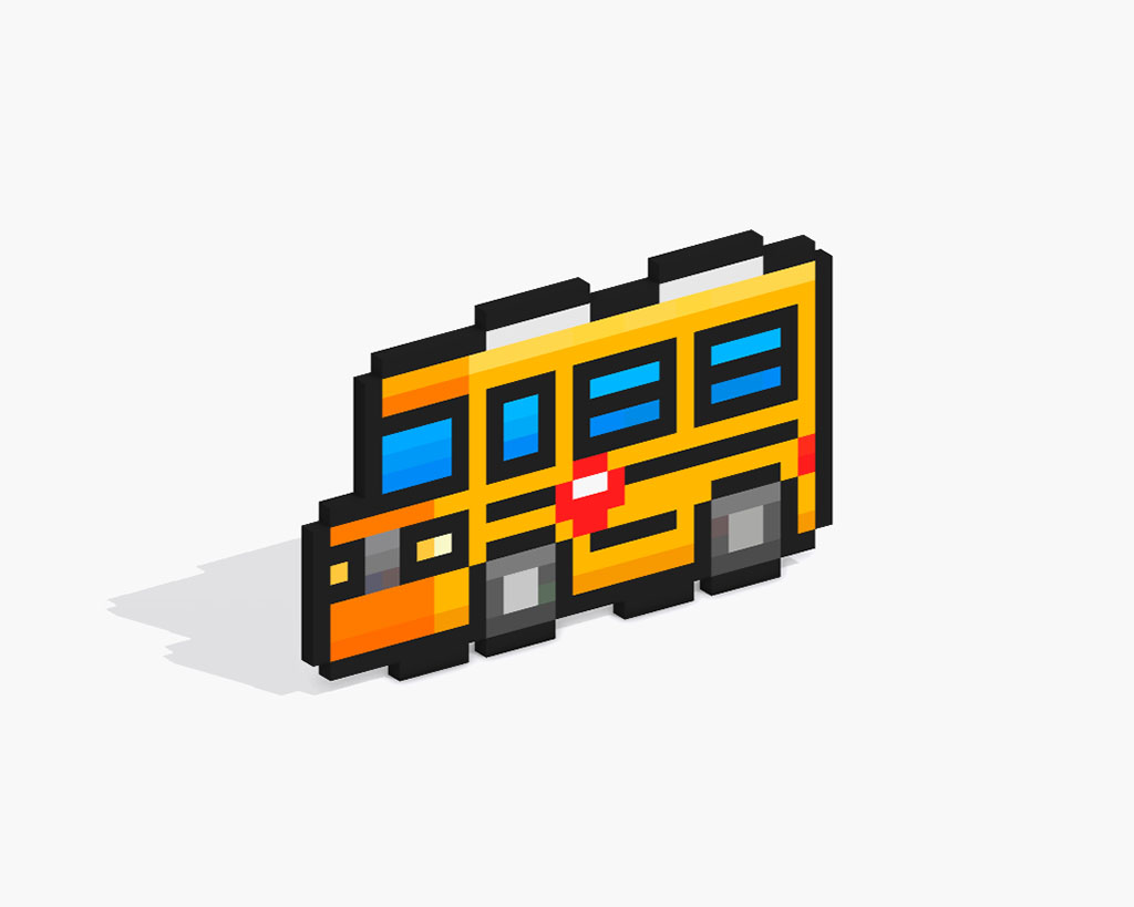 Bus en Pixel Art 3D