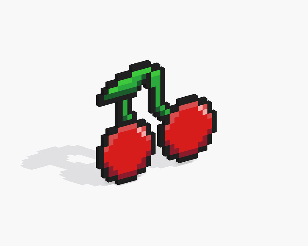 Cereza en Pixel Art 3D