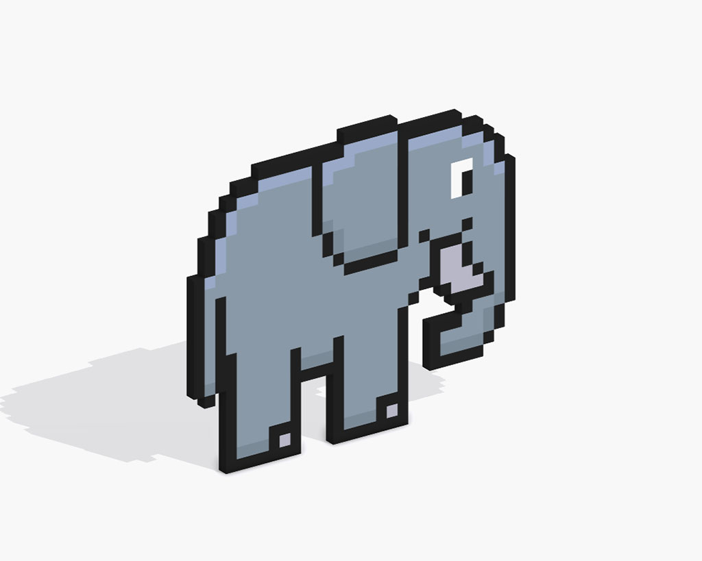 Elefante en Pixel Art 3D