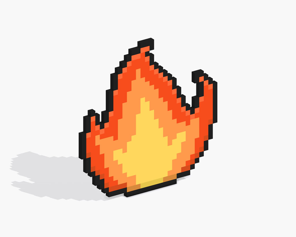 Fuego en Pixel Art 3D (Llama)