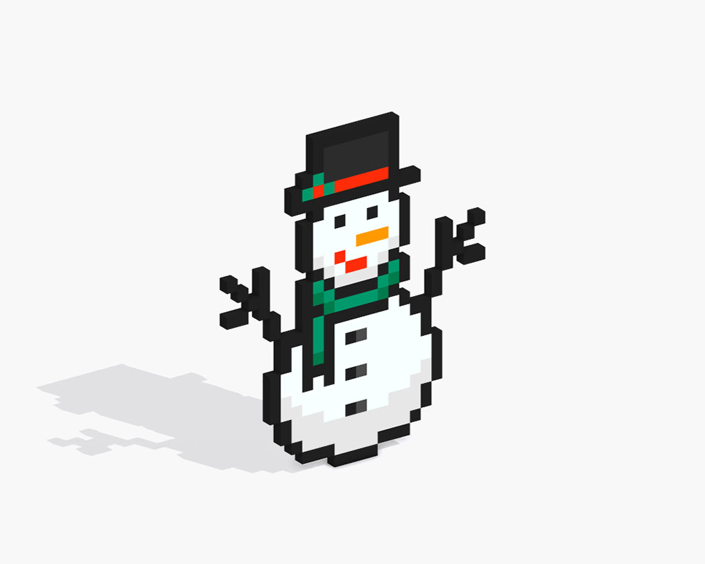 3D Pixel Art Snowman