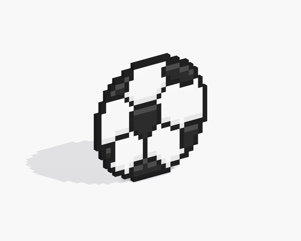 Balón de fútbol en pixel art 3D