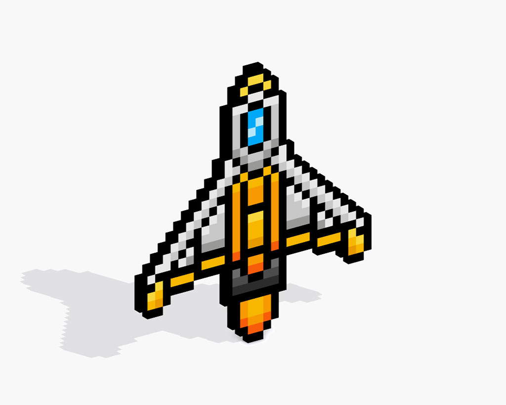 Nave Espacial en pixel art 3D