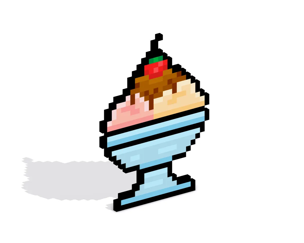 Sundae en Pixel Art 3D