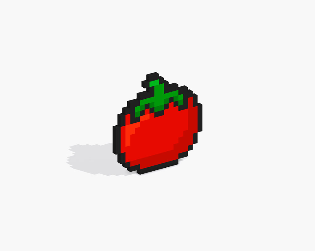 Tomate en Pixel Art 3D