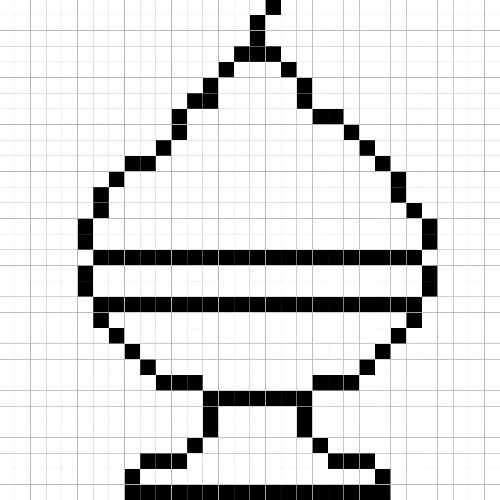 Contorno de la cuadrícula del sundae en pixel art, similar a una hoja de cálculo