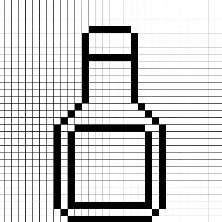 Un contour du ketchup en pixel art semblable à une grille de feuille de calcul