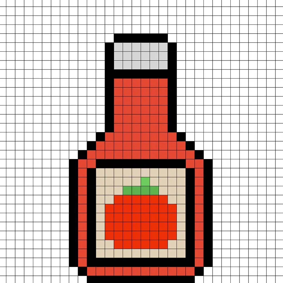 Ketchup simple en pixel art avec des couleurs unies