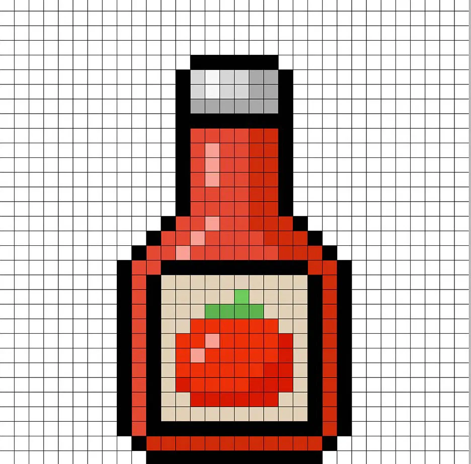 Ajout des reflets au ketchup en pixel art 8 bits