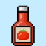 Cute Pixel Art ketchup on Blue Background