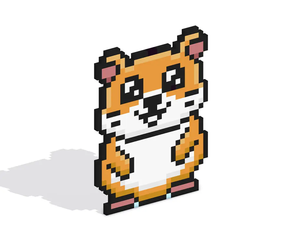 Hamster en pixel art 3D