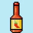 Cute Pixel Art hot sauce on Blue Background