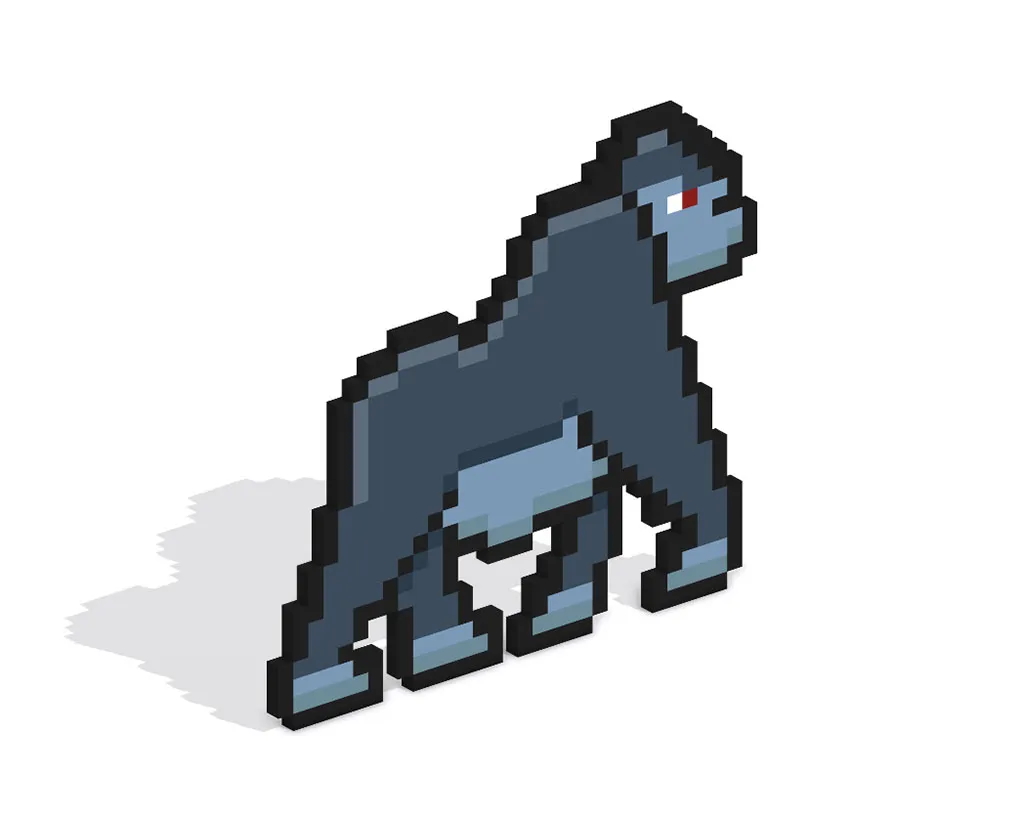 3D Pixel Art Gorilla
