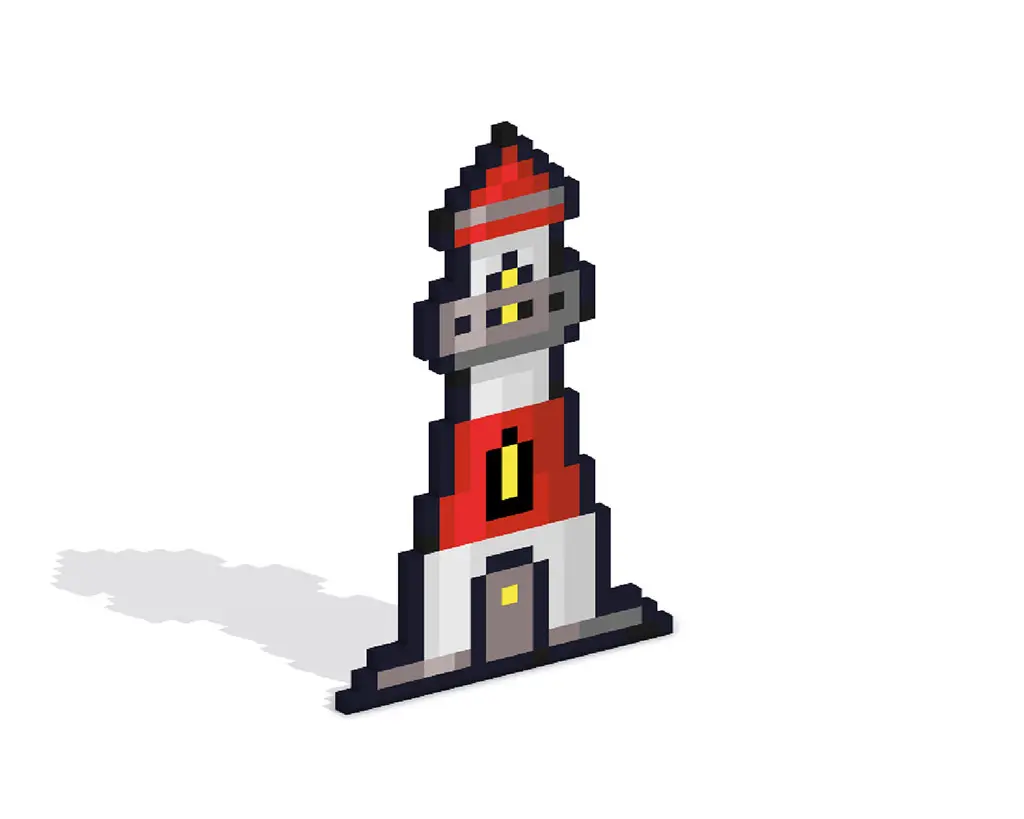 Faro en pixel art 3D