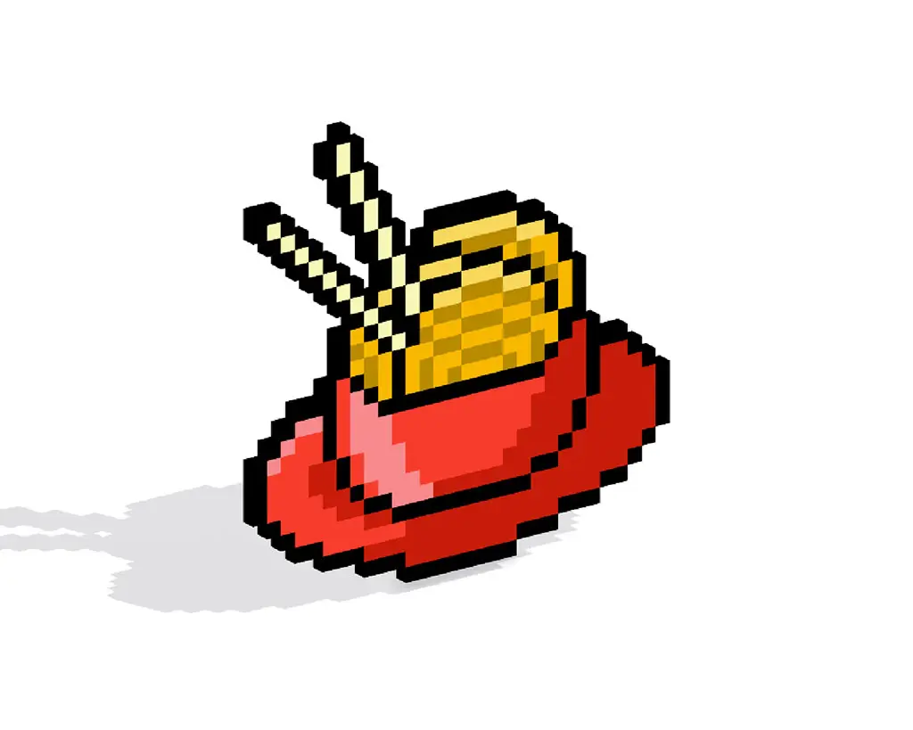 Fideos en pixel art 3D