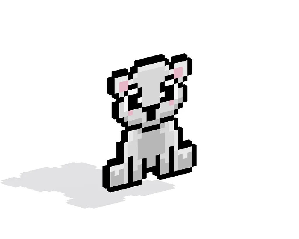 Oso polar en pixel art 3D