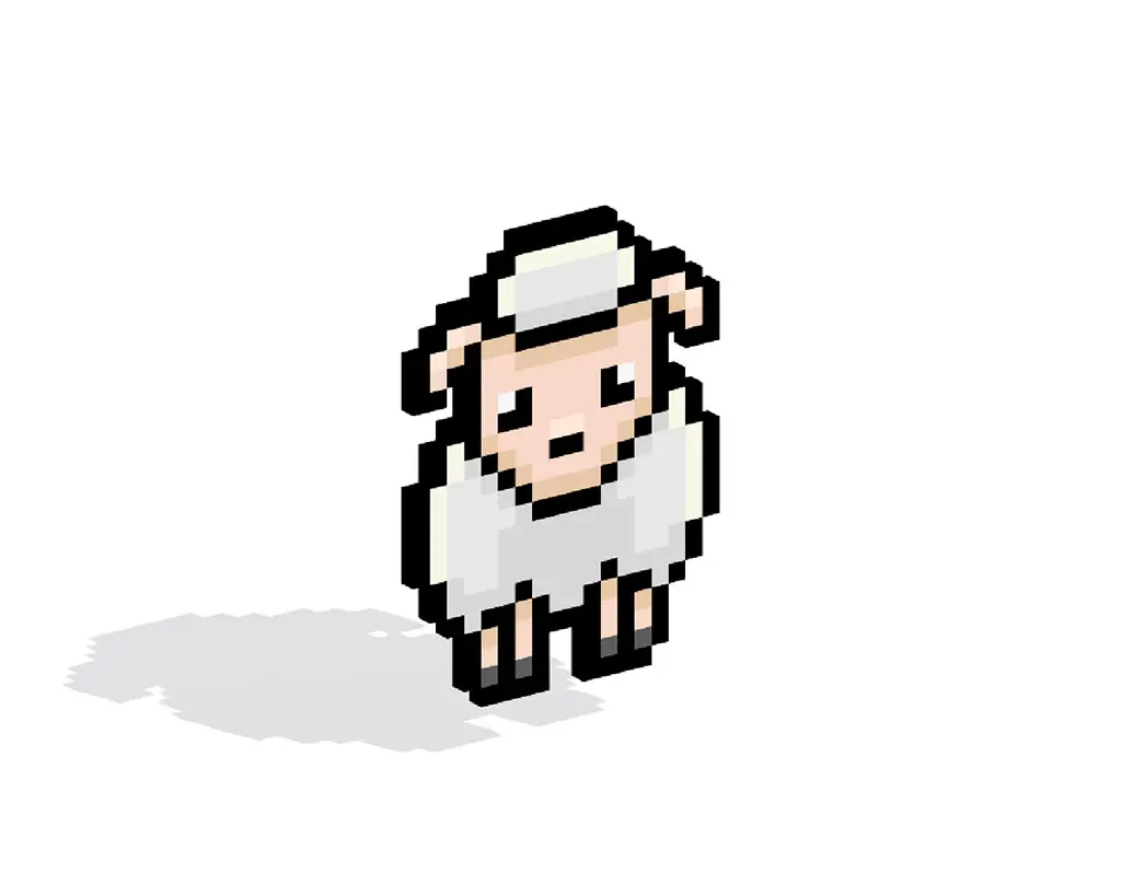 3D Pixel Art Sheep