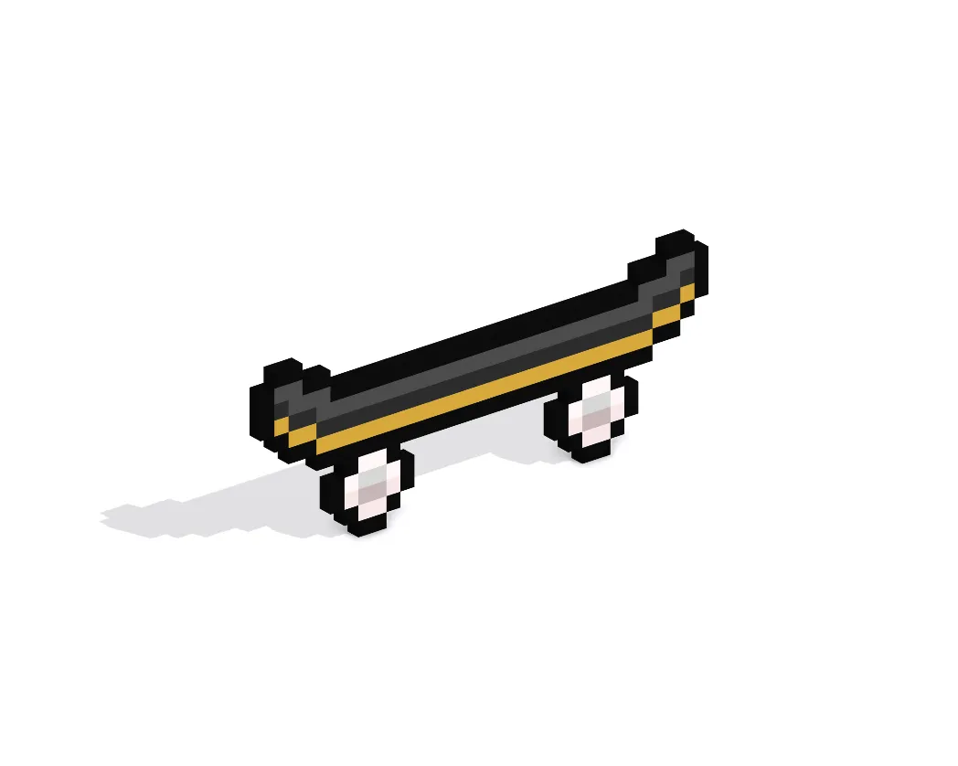 Patineta en Pixel Art 3D