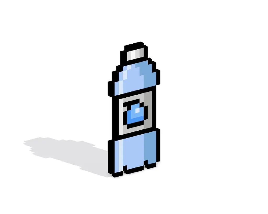 3D Pixel Art Water Bottle