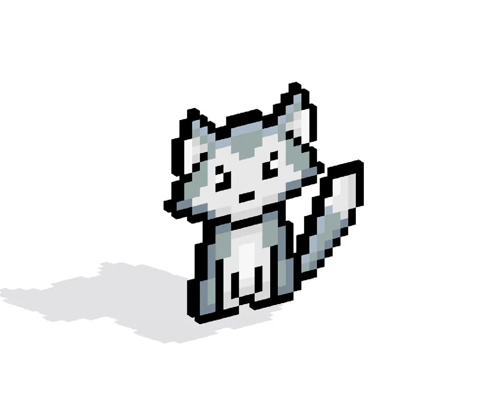 3D Pixel Art Wolf