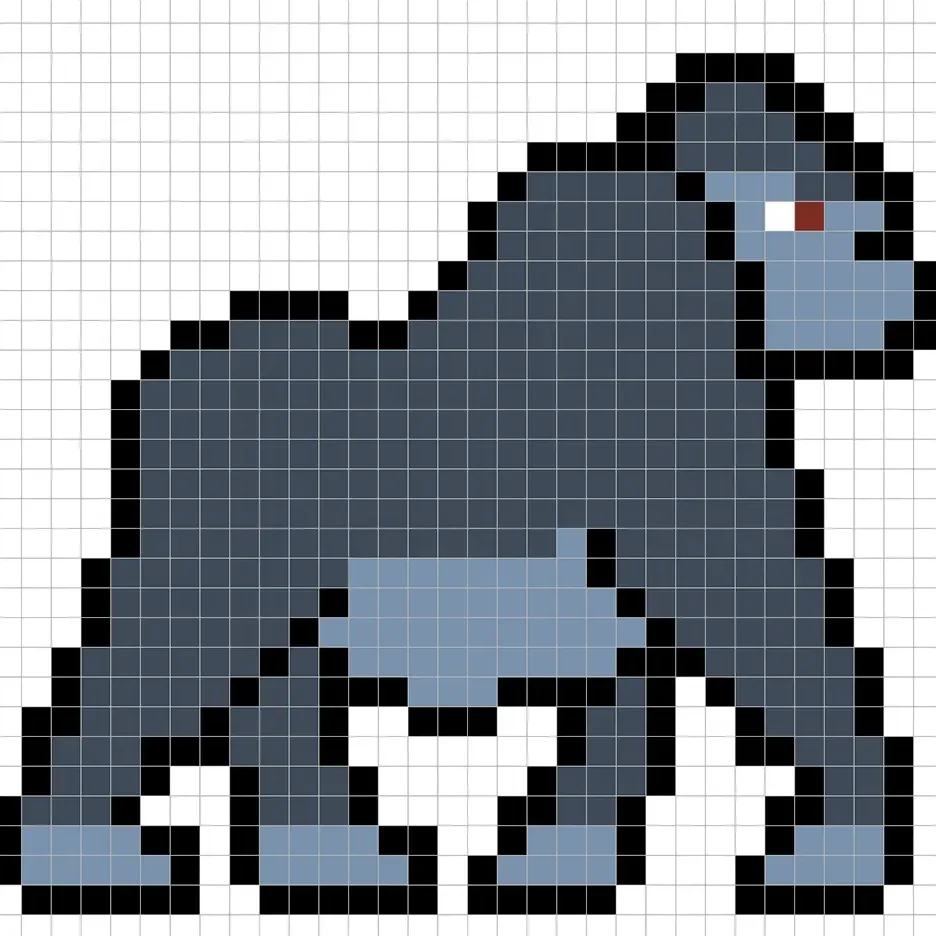 Gorila en pixel art simple con colores sólidos