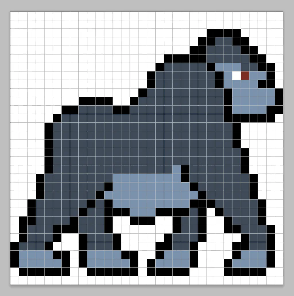 Simple pixel art gorilla with solid colors