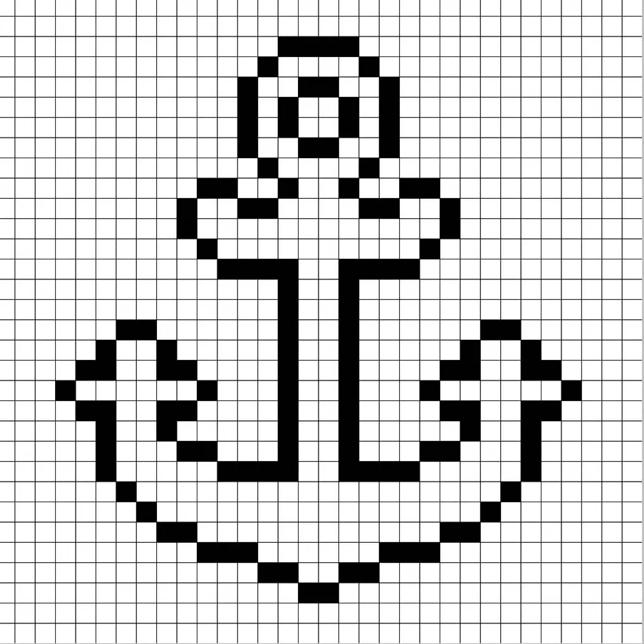 Un contour de la grille de ancre en pixel art similaire à un tableau