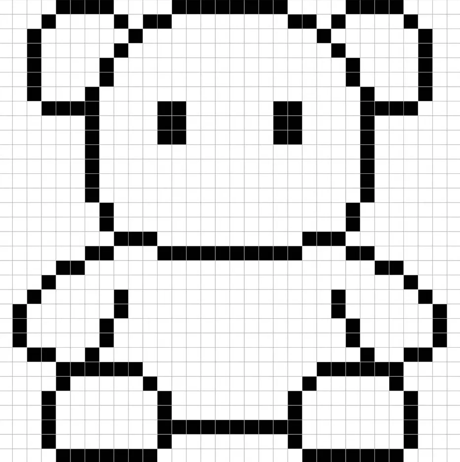 Un contour de la grille de ours en pixel art similaire à un tableau