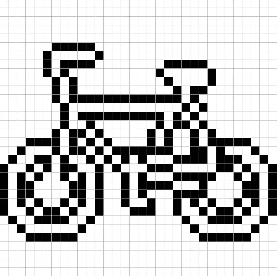 Un contour de la grille de vélo en pixel art similaire à un tableau