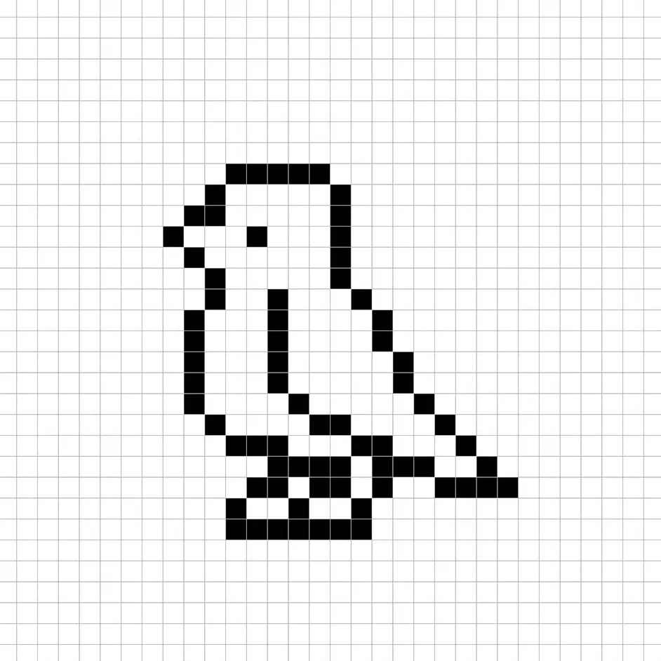 Un contorno del pájaro en pixel art similar a una hoja de cálculo