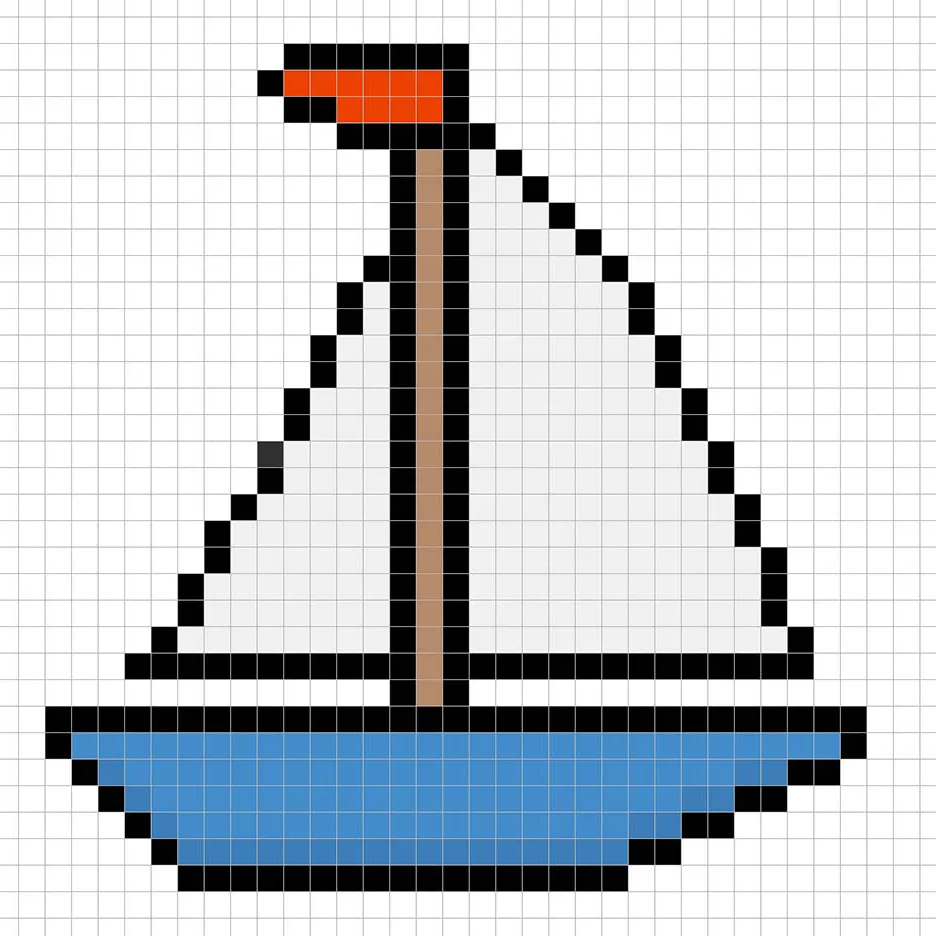 Bateau en pixel art 32x32 avec des ombres pour donner de la profondeur à le bateau